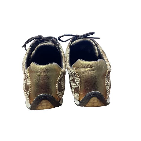 Coach Signature Canvas Logo Print Suede Trim Lace Up Jayme Sneaker Brown 7.5 - Picture 8 of 10